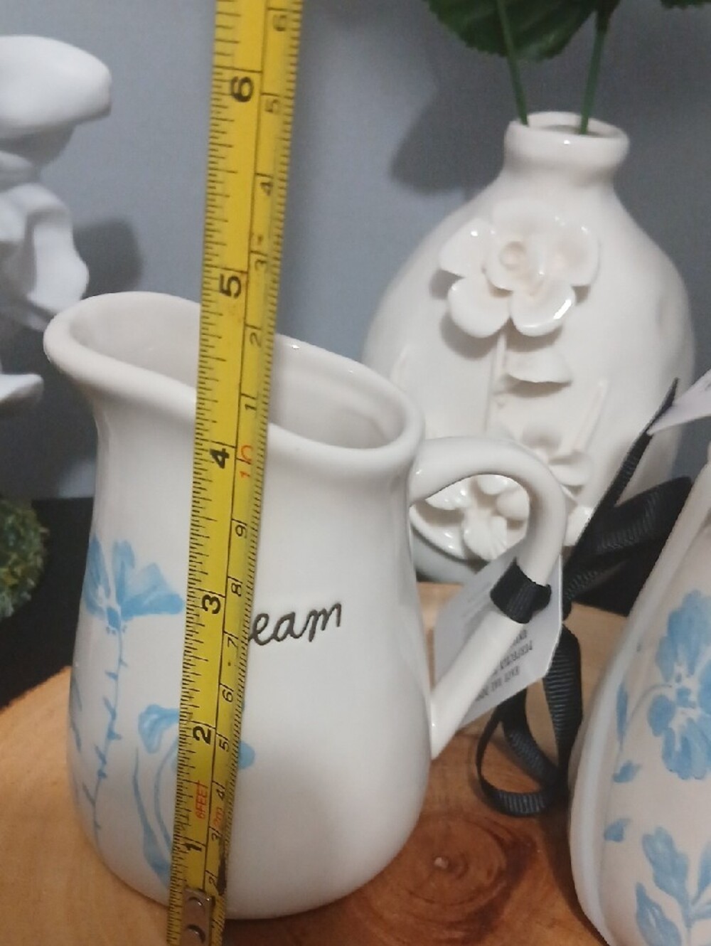 Rae Dunn Ceramic Cream & Sugar Set with Blue Floral Accents NWT - Picture 8 of 11